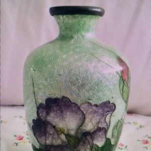 Floral Green and Purple Vase